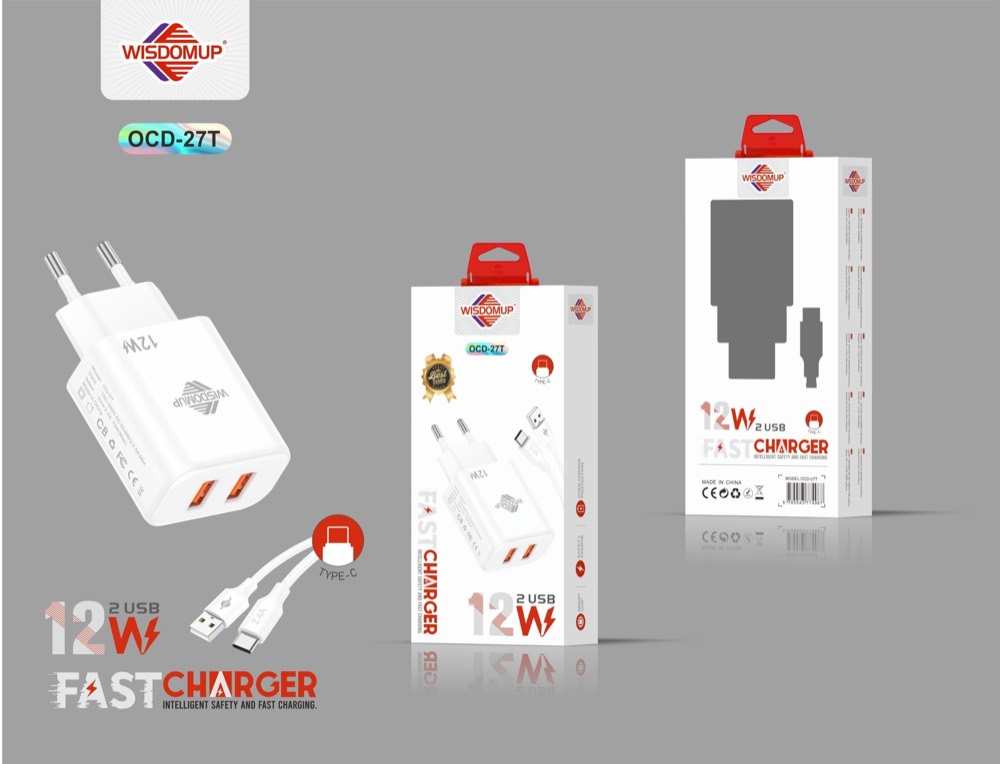 OCD-27 12W Dual USB Wall Charger with Cable