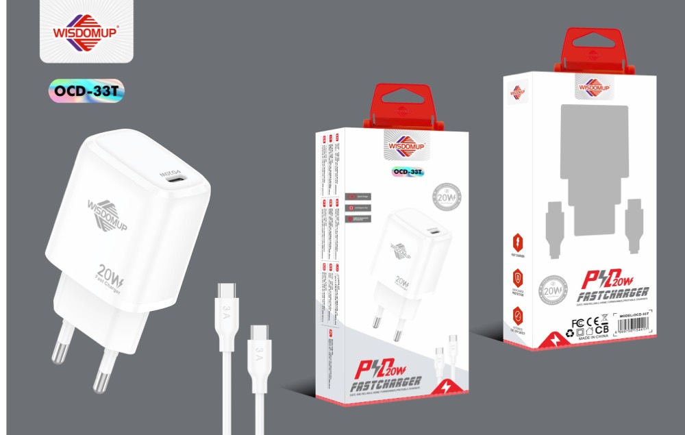 OCD-33 20W PD USB-C Wall Charger with Cable